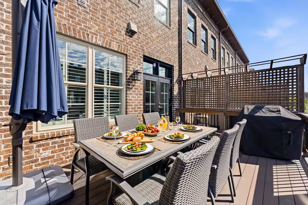 Outdoor deck with river views at 405 Port Street near Savannah Riverwalk