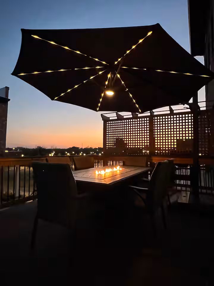 Outdoor deck with river views at 405 Port Street near Savannah Riverwalk