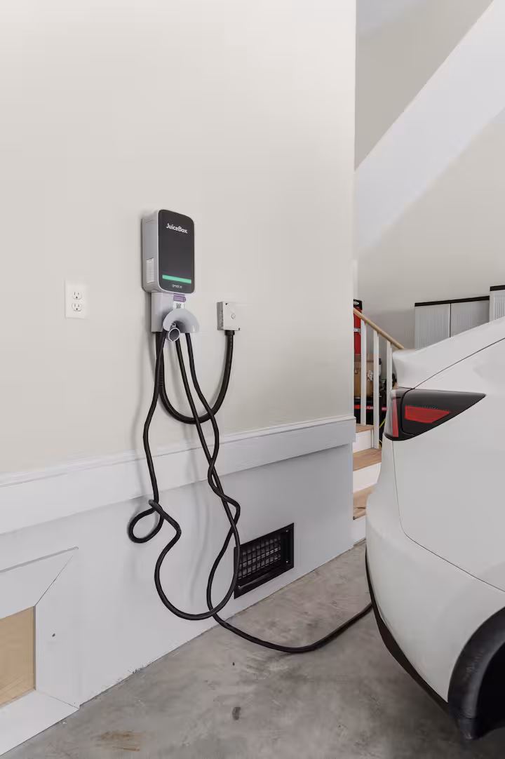 Two-car garage with EV charger at 405 Port Street Savannah