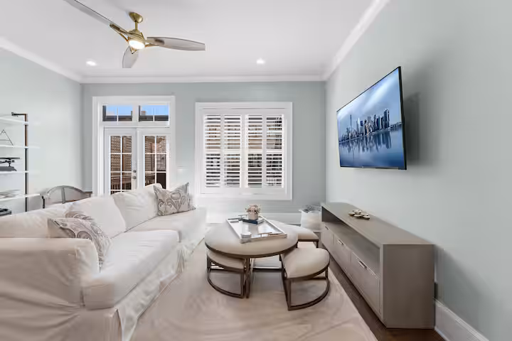 Luxury Savannah townhouse living room at 405 Port Street